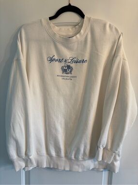 Old Navy Off White Crewneck with Blue Script